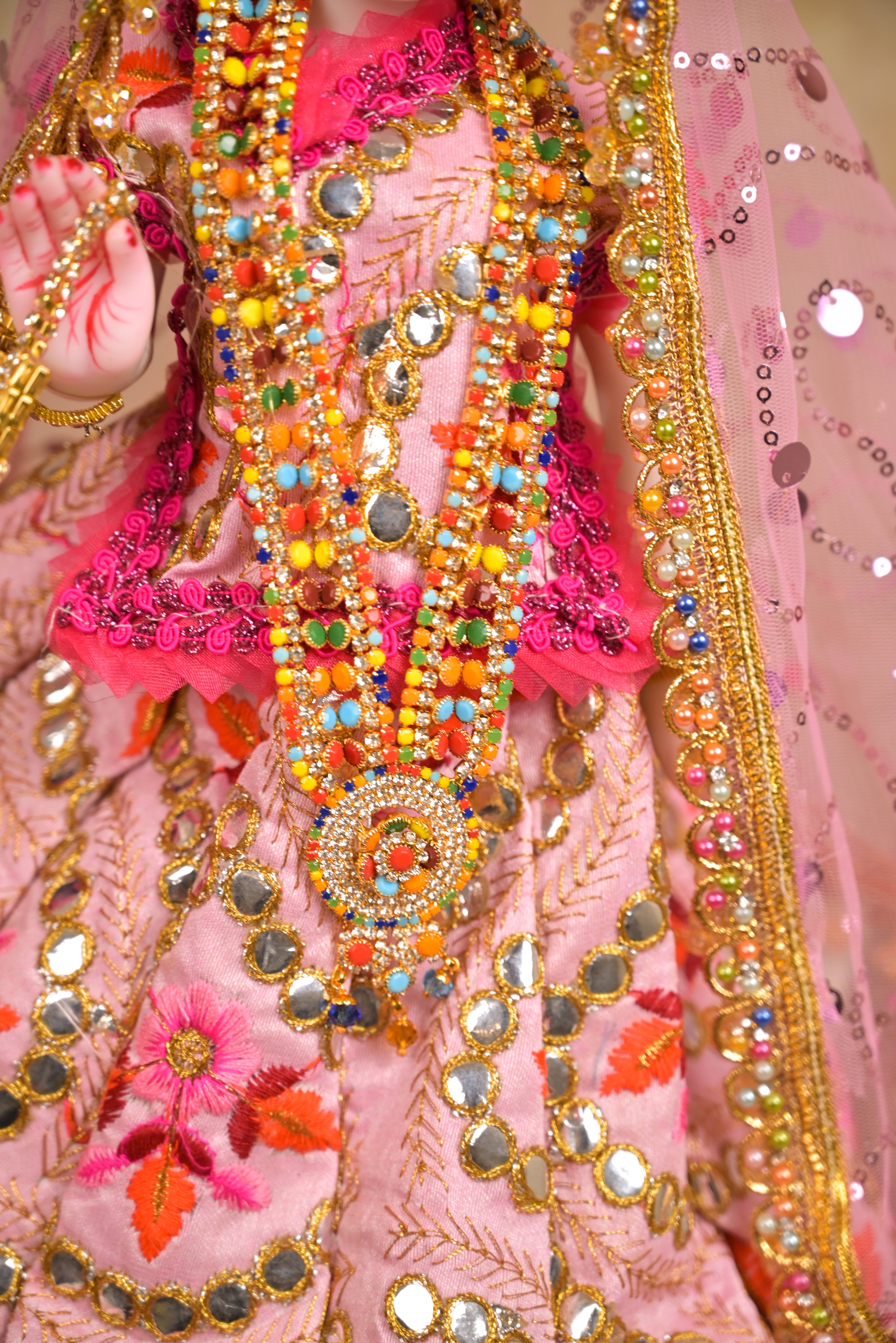 Radha Krishna Poshak | Dark Pink Gota Patti Silk