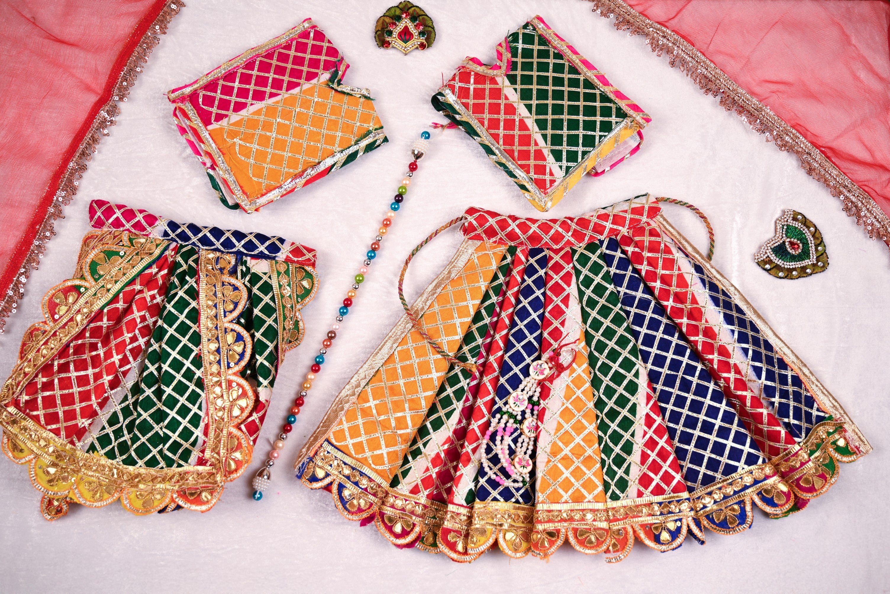 Radha Krishna Poshak | Multicolour Gota Patti Silk