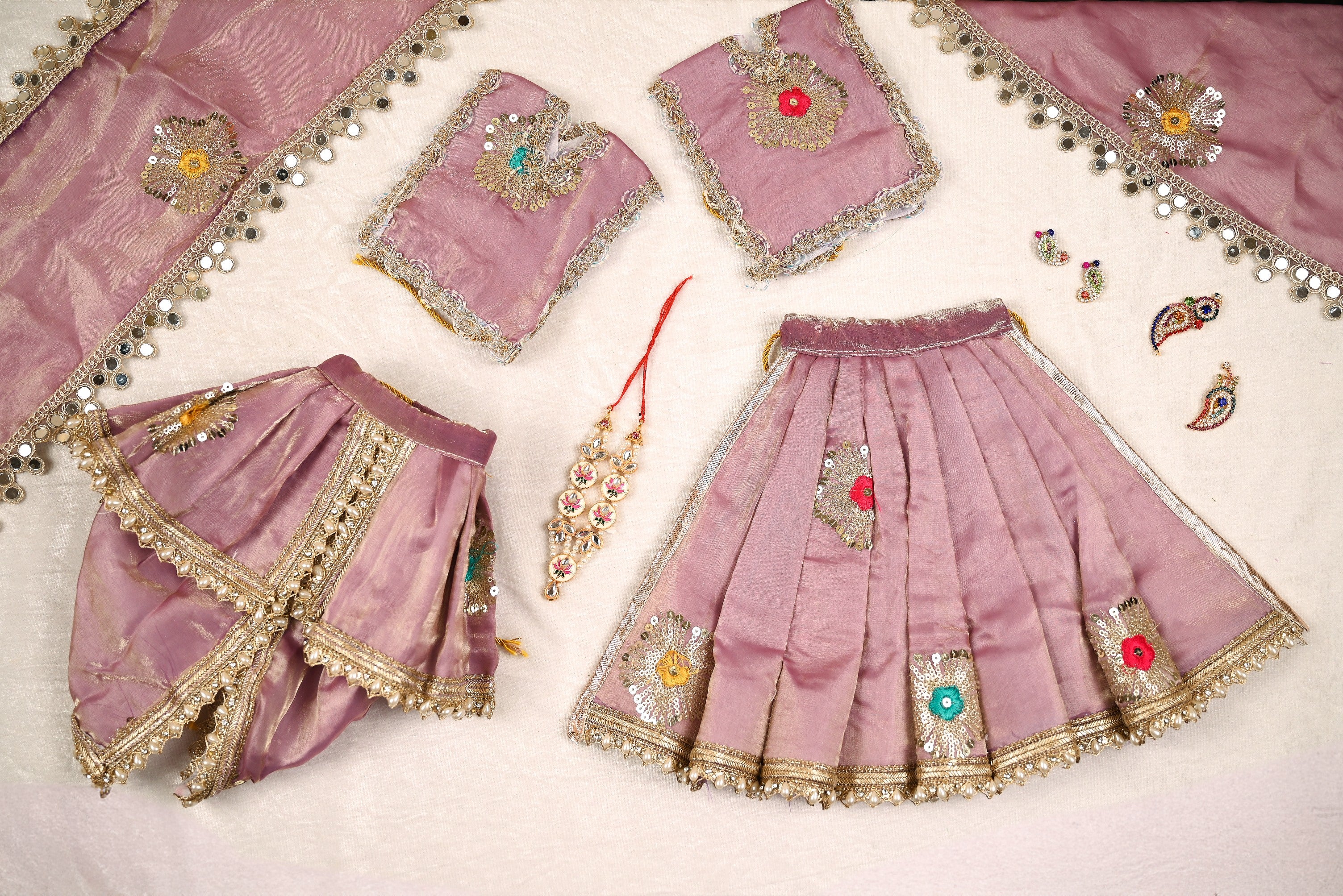 Radha Krishna Poshak | Lavender Silk Tissue
