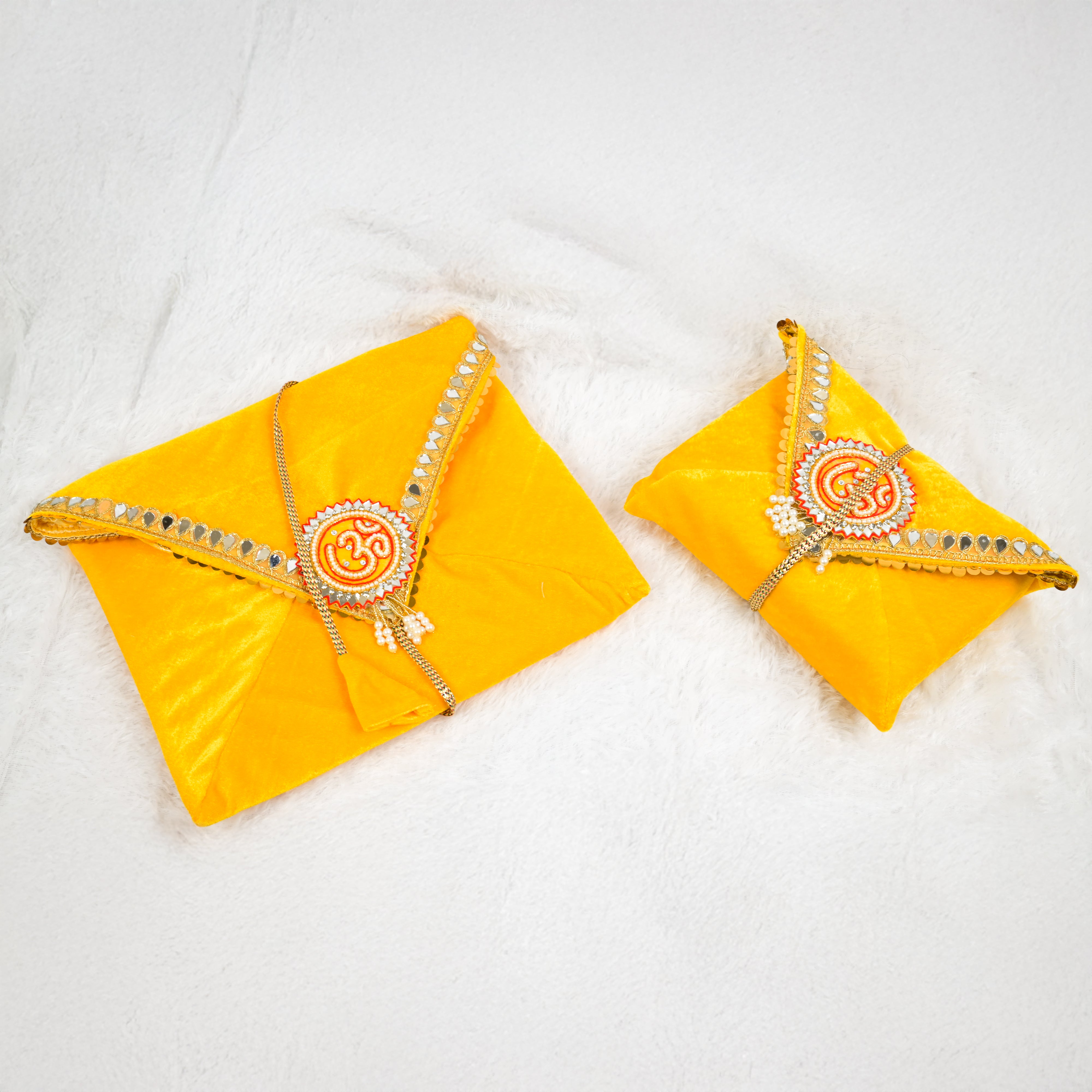 Om Embroidered Pothi Cover with Mirror Work