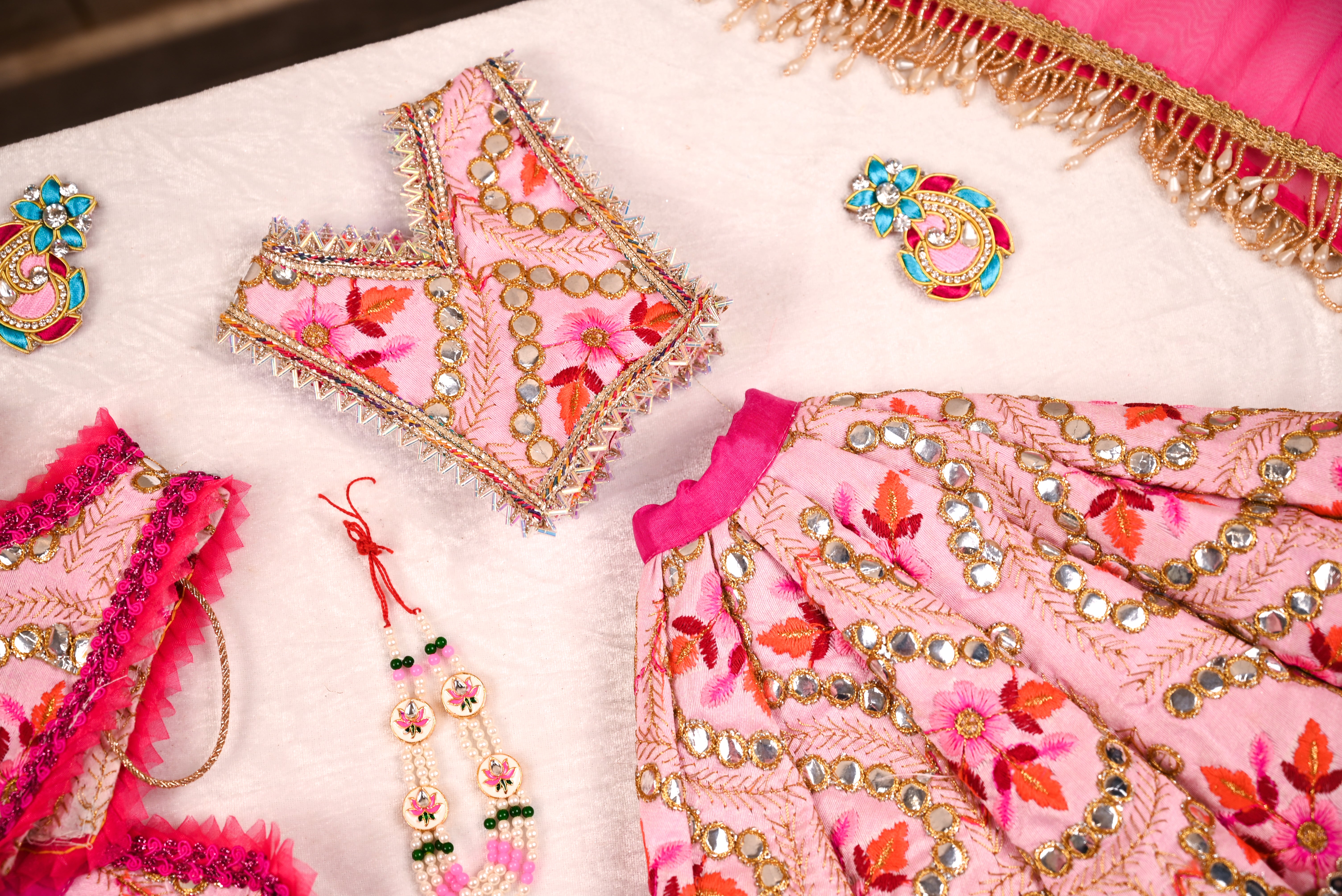 Radha Krishna Poshak | Dark Pink Gota Patti Silk