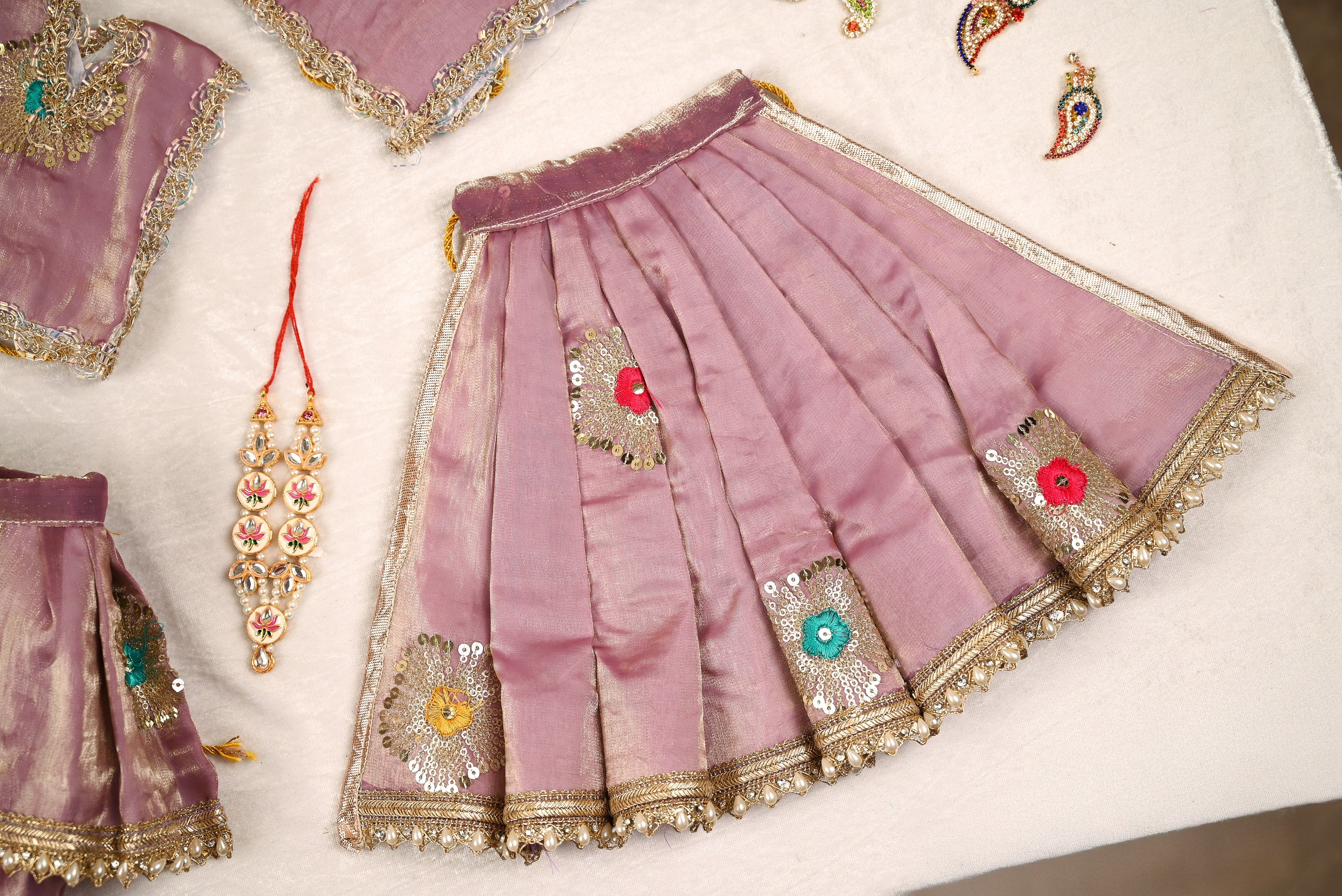 Radha Krishna Poshak | Lavender Silk Tissue