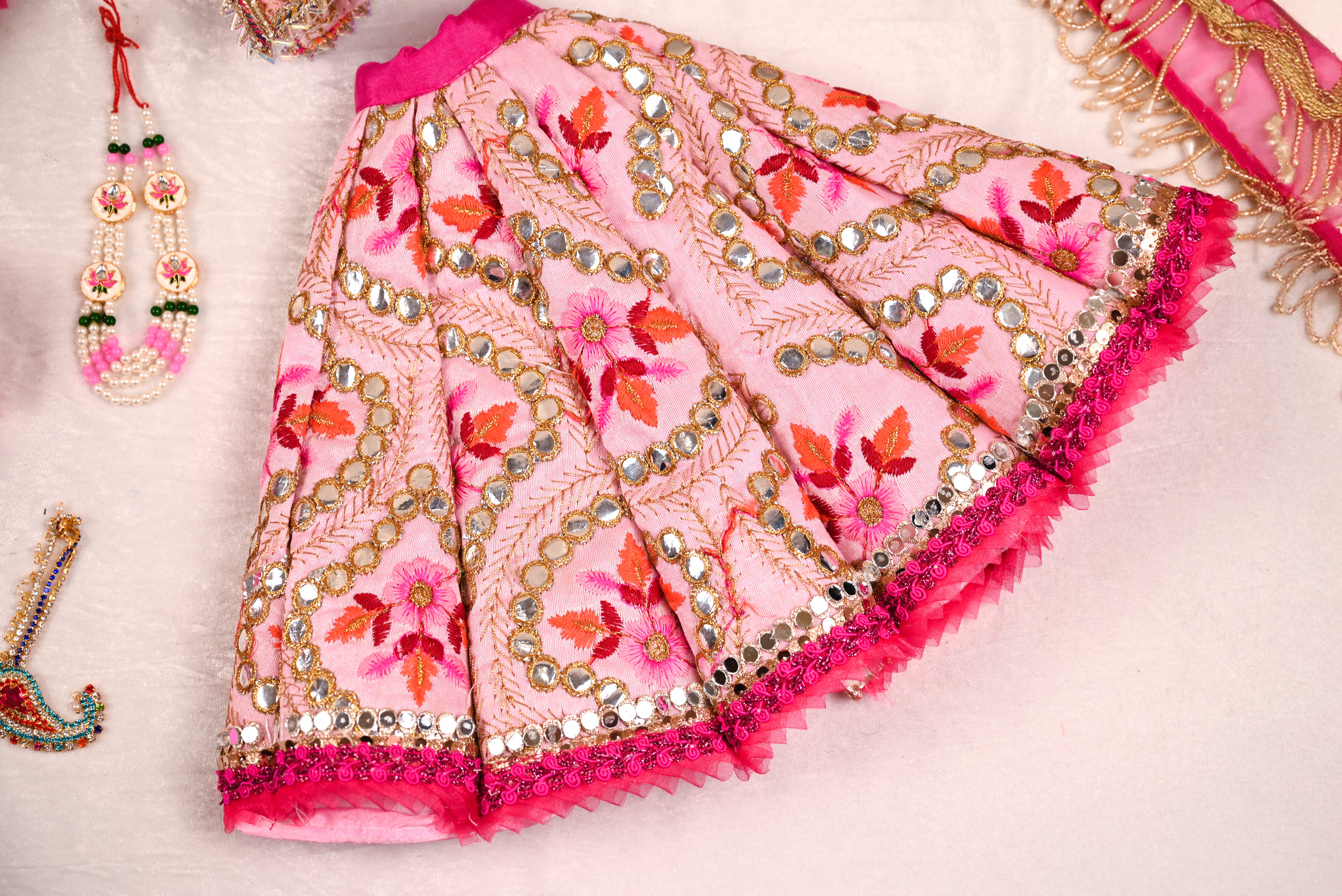 Radha Krishna Poshak | Dark Pink Gota Patti Silk