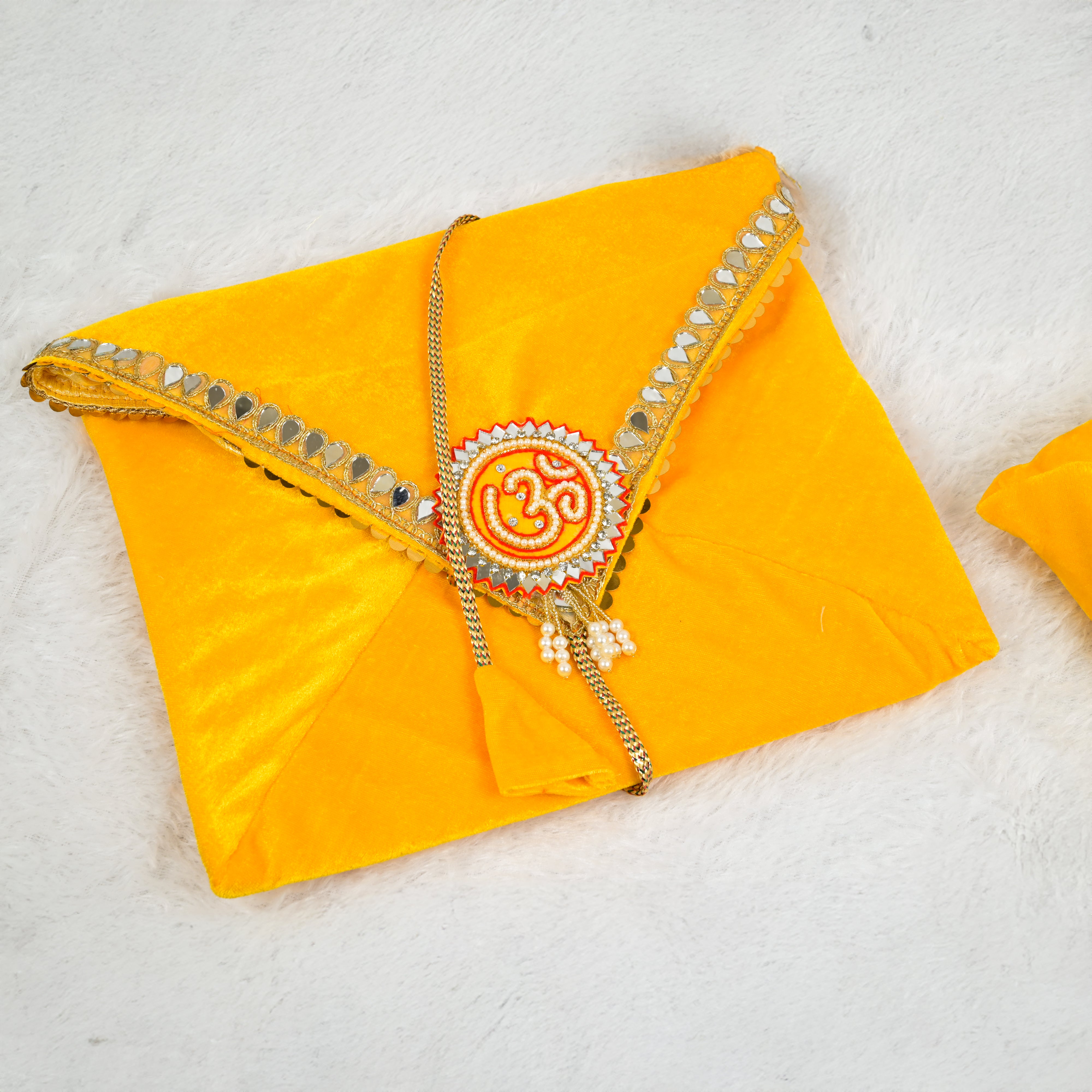 Om Embroidered Pothi Cover with Mirror Work