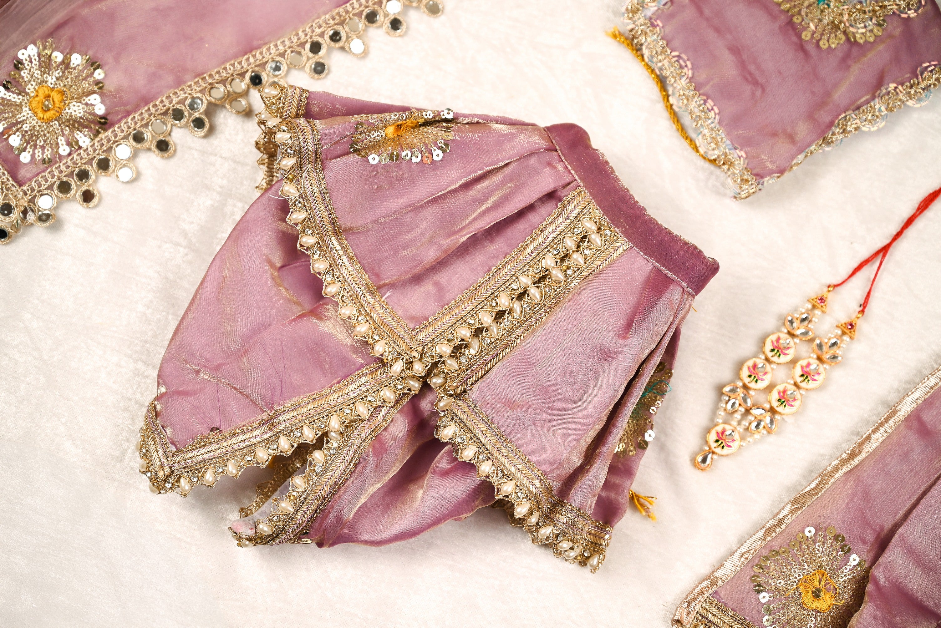 Radha Krishna Poshak | Lavender Silk Tissue