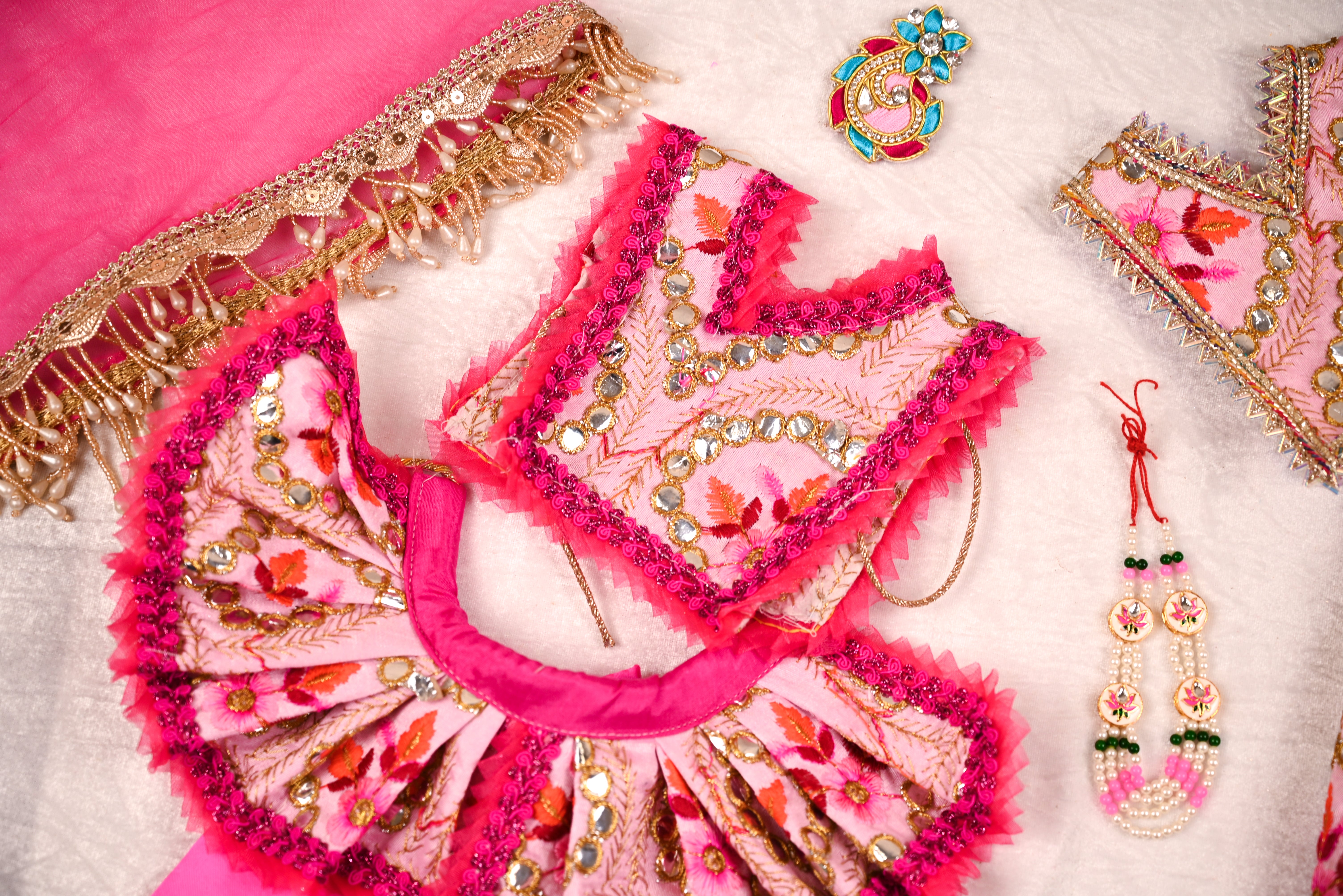 Radha Krishna Poshak | Dark Pink Gota Patti Silk