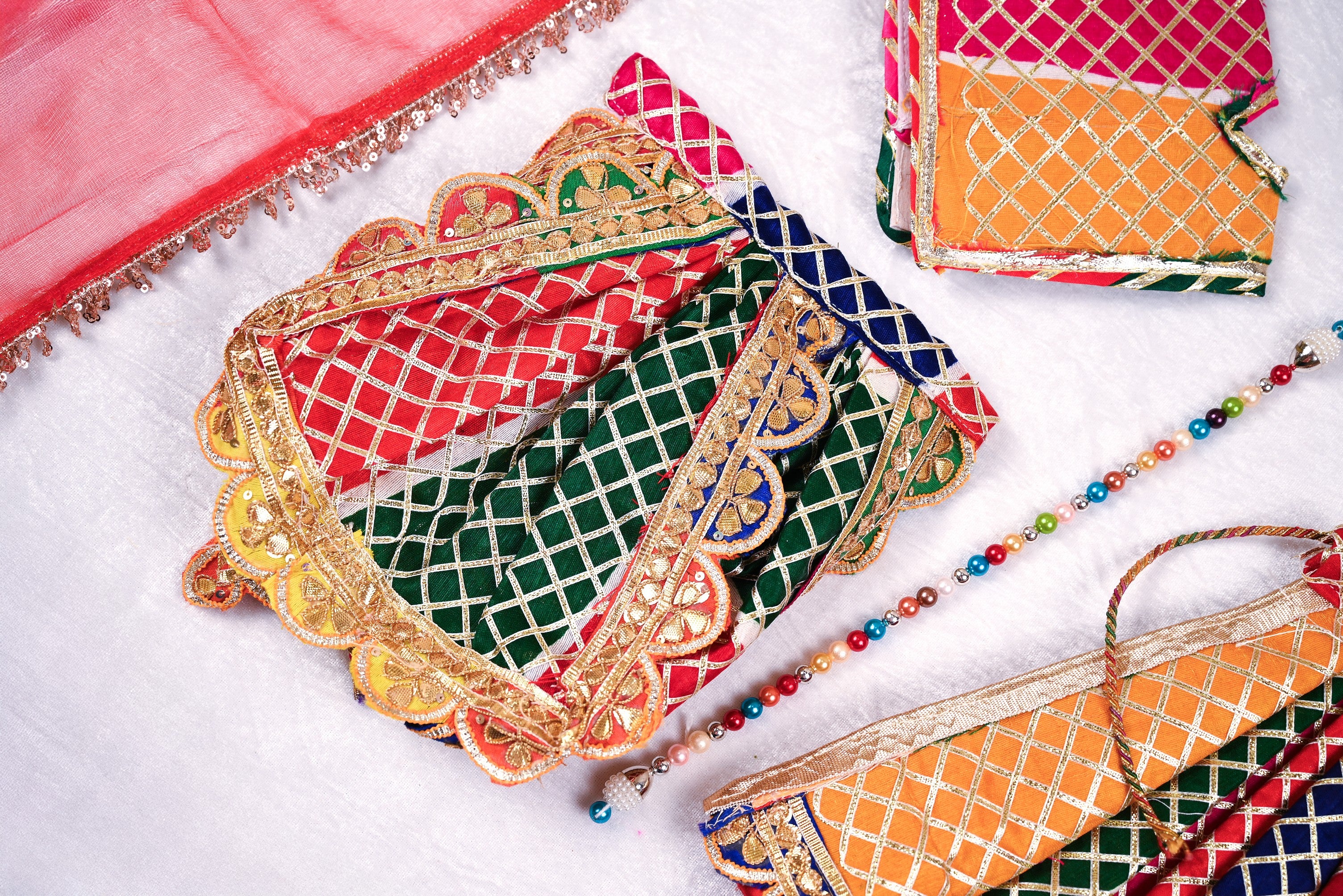 Radha Krishna Poshak | Multicolour Gota Patti Silk