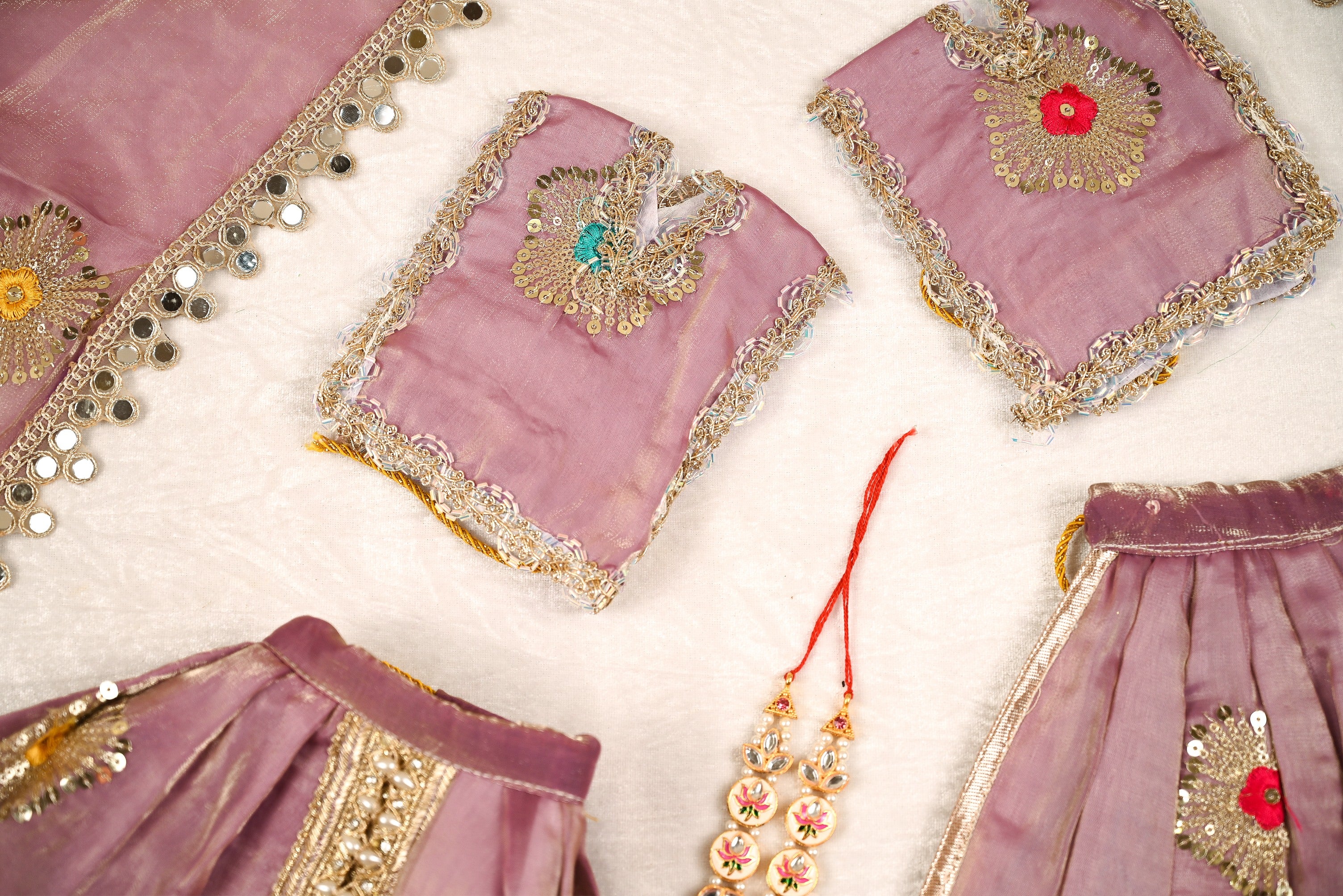 Radha Krishna Poshak | Lavender Silk Tissue