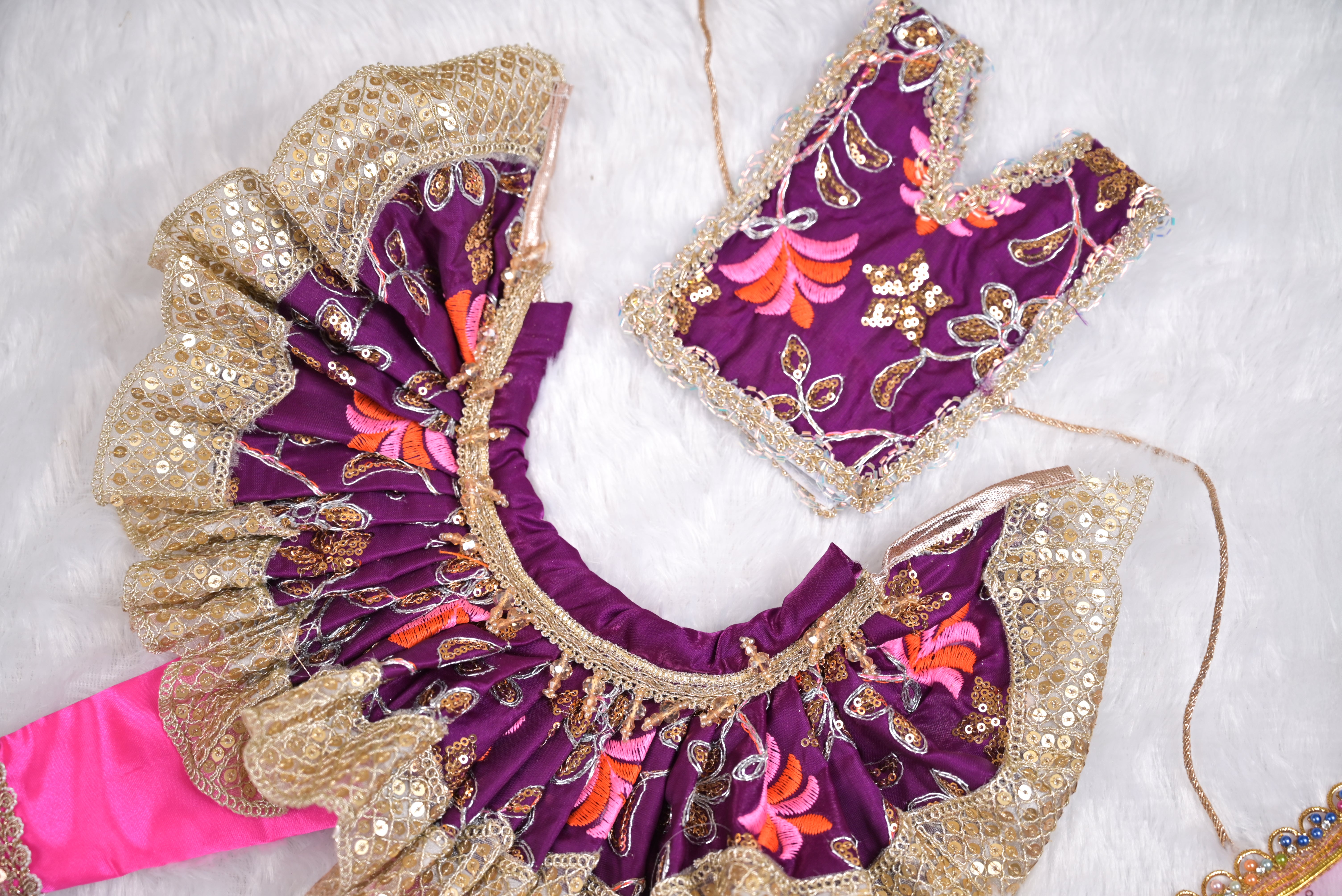 Radha Krishna Yugal Jodi Poshak – Purple & Lavender Silk Embroidered Poshak Set