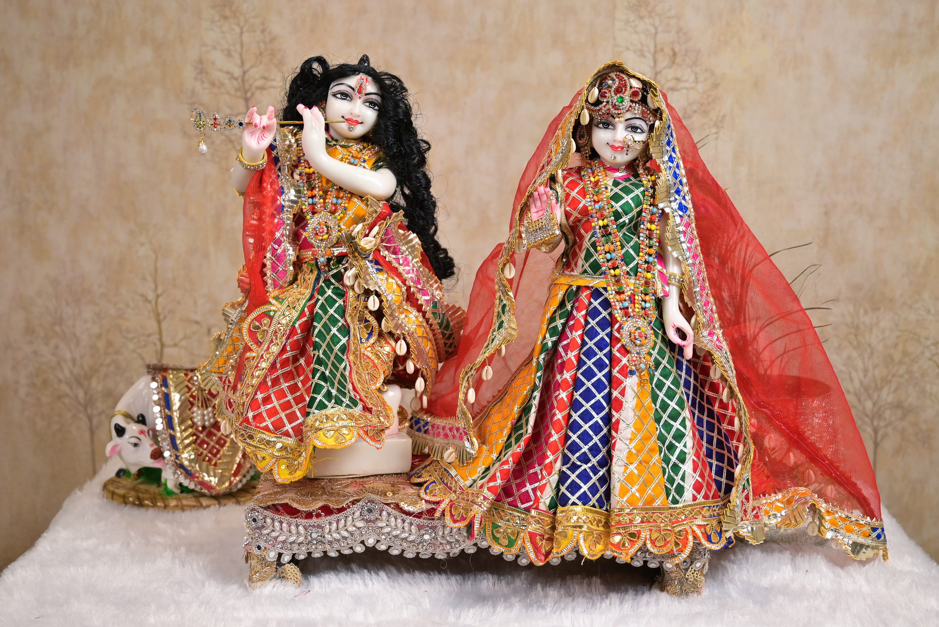 Radha Krishna Poshak | Multicolour Gota Patti Silk