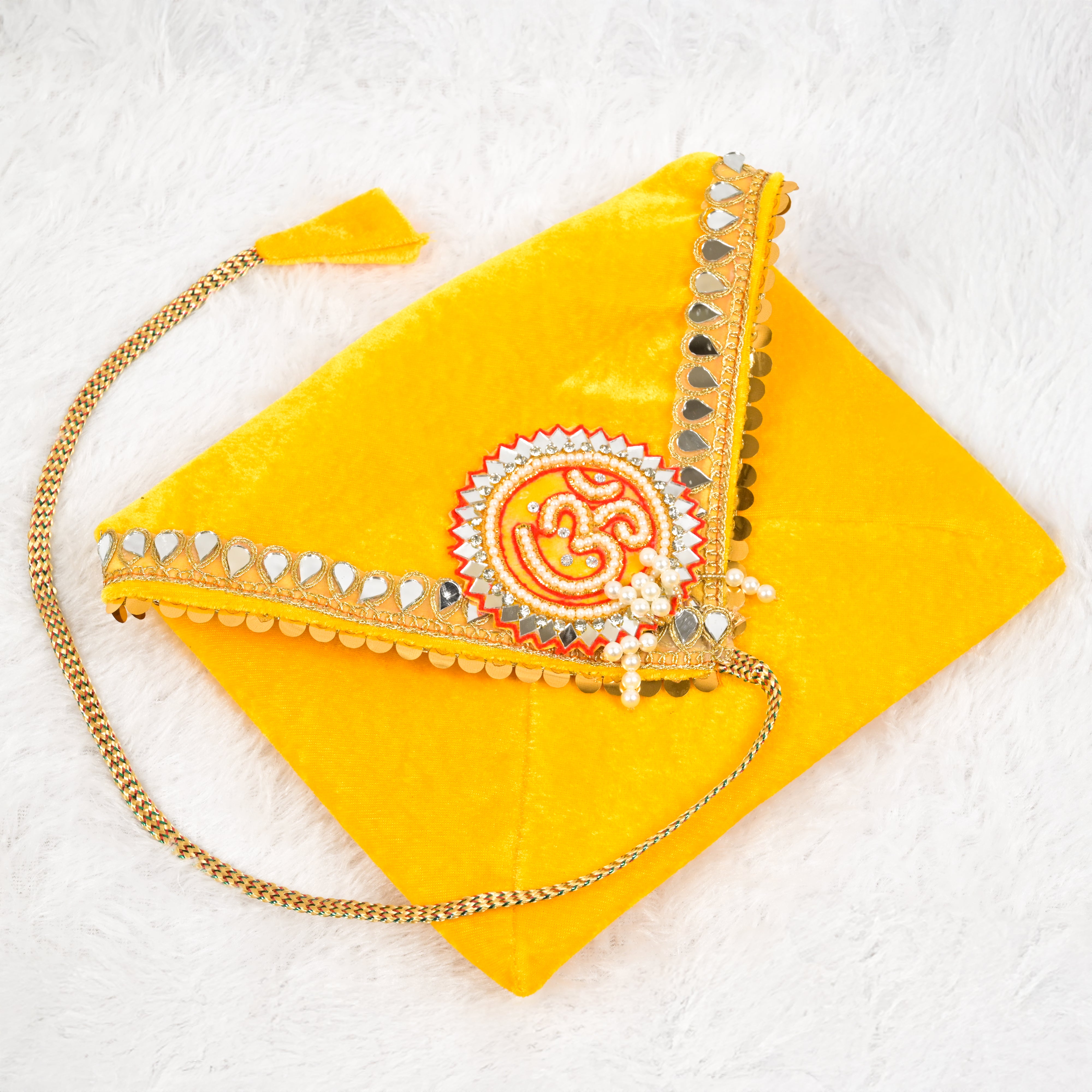 Om Embroidered Pothi Cover with Mirror Work