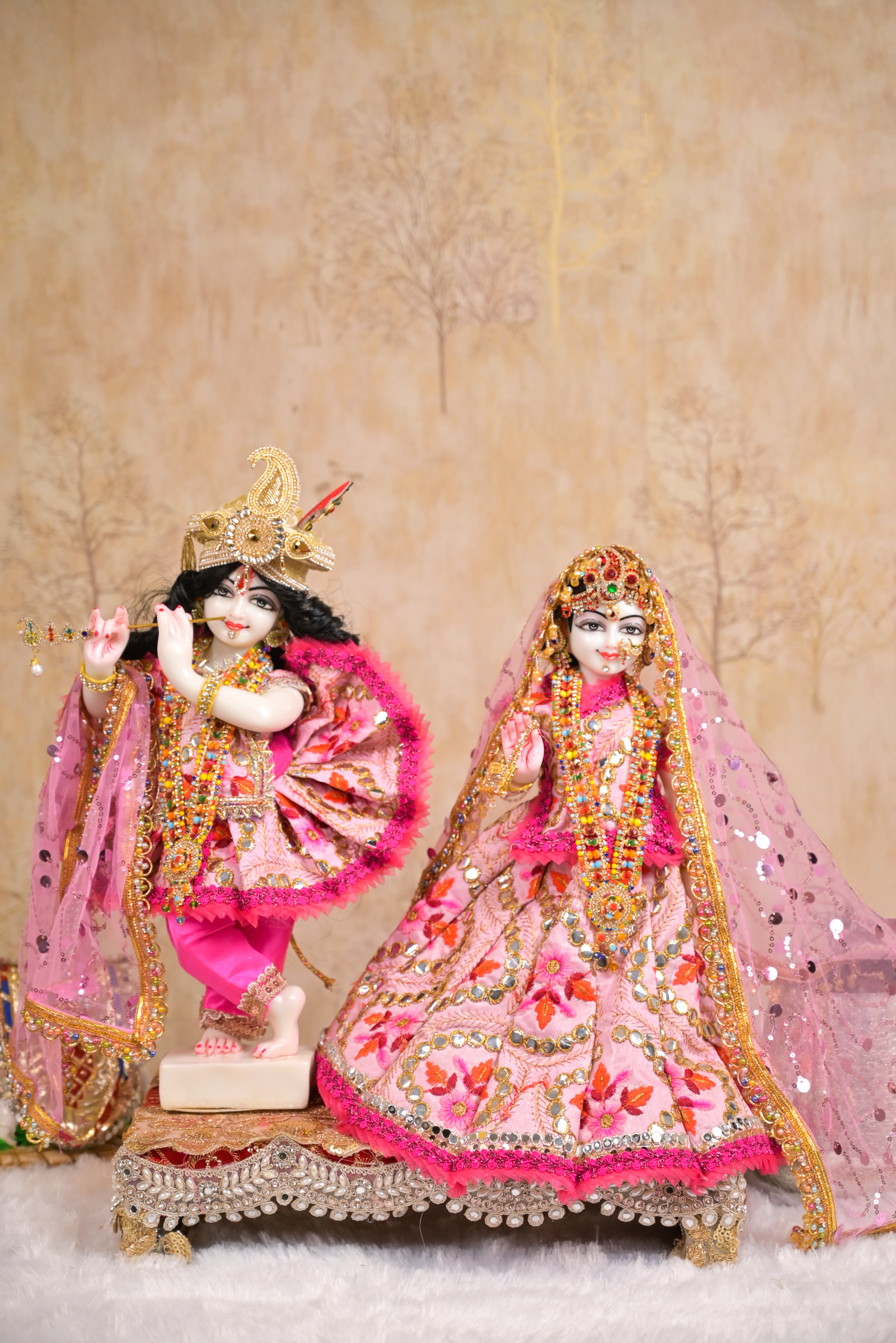 Radha Krishna Poshak | Dark Pink Gota Patti Silk