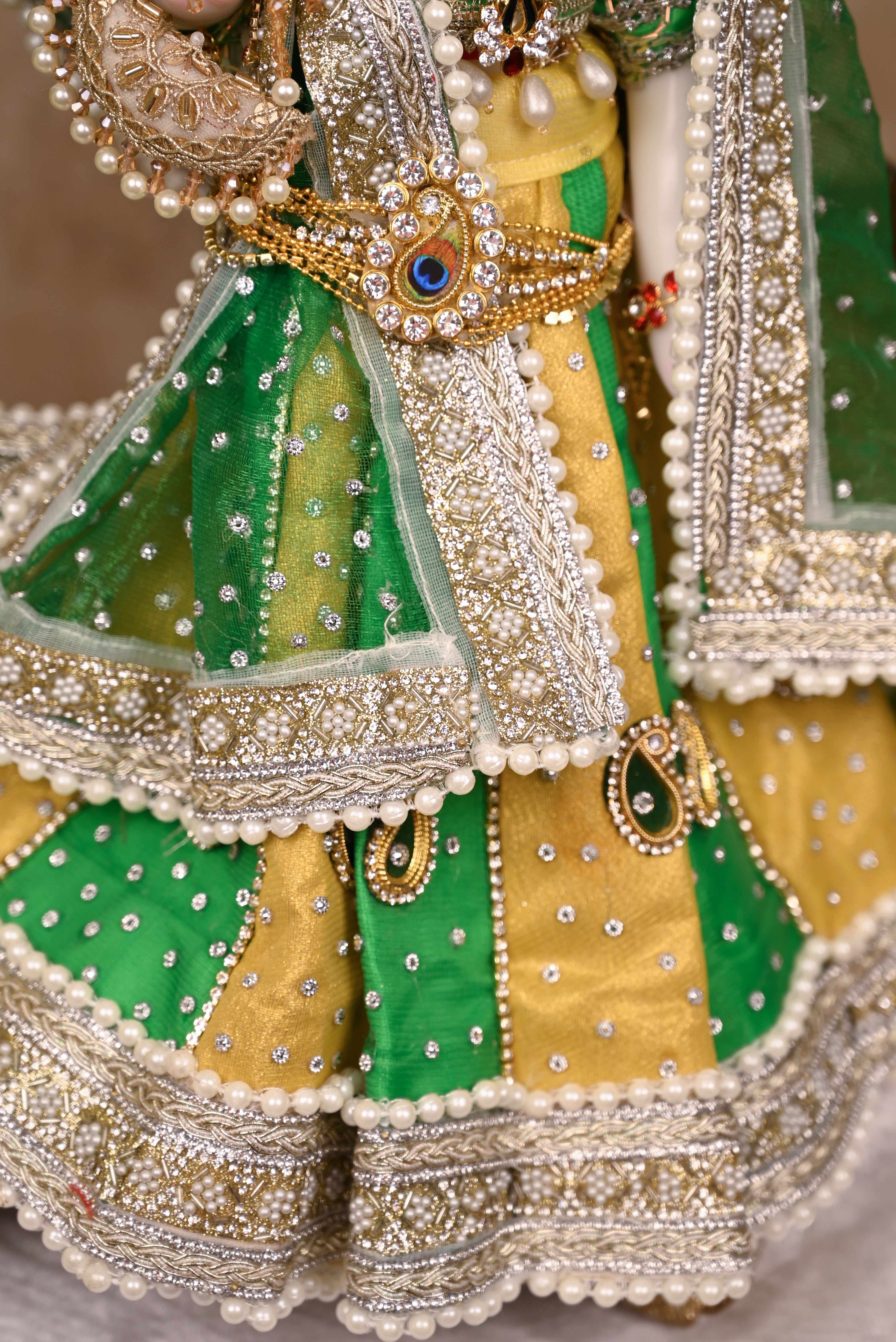Radha Krishna Poshak | Yellow & Green Net | Festival Special
