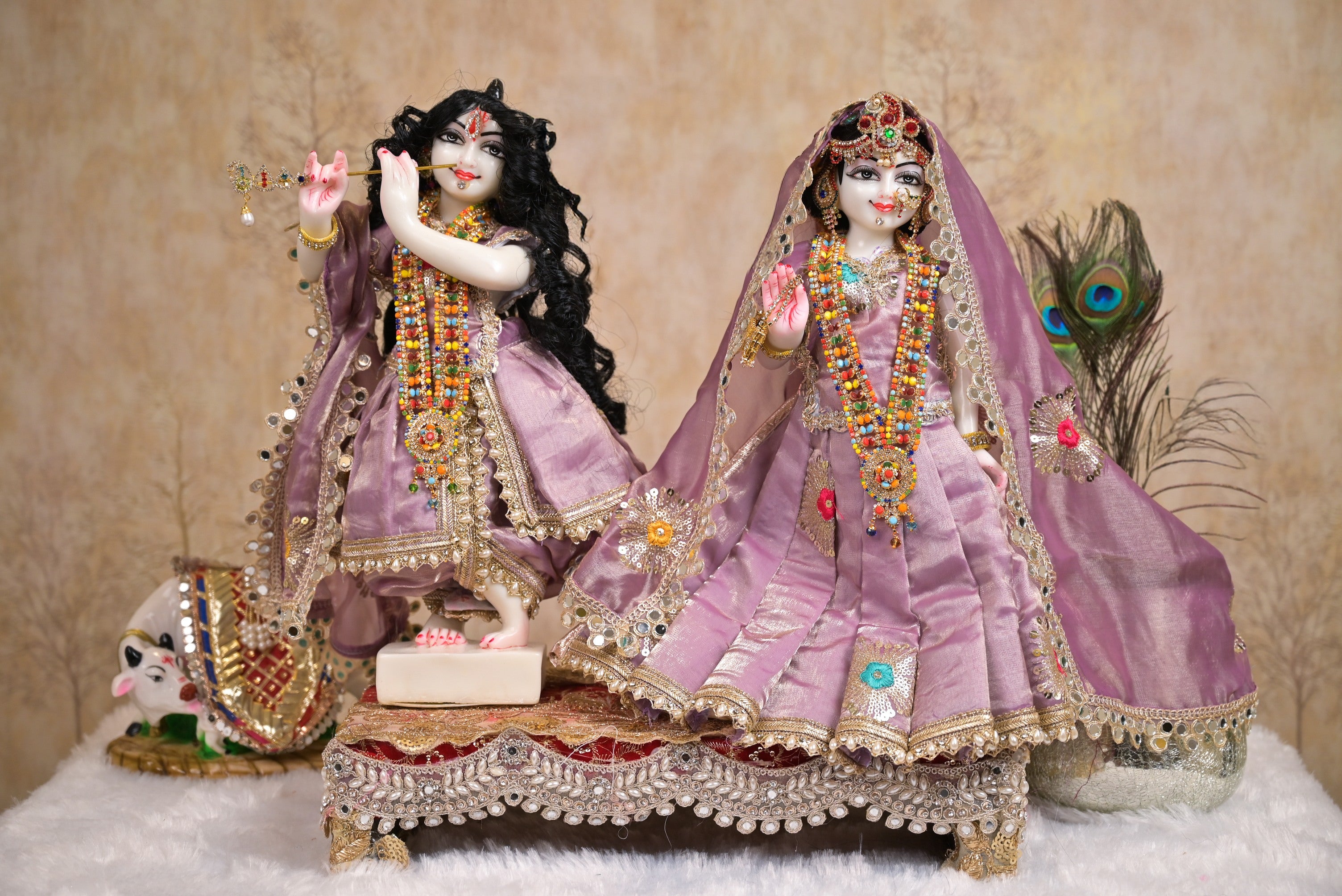 Radha Krishna Poshak | Lavender Silk Tissue