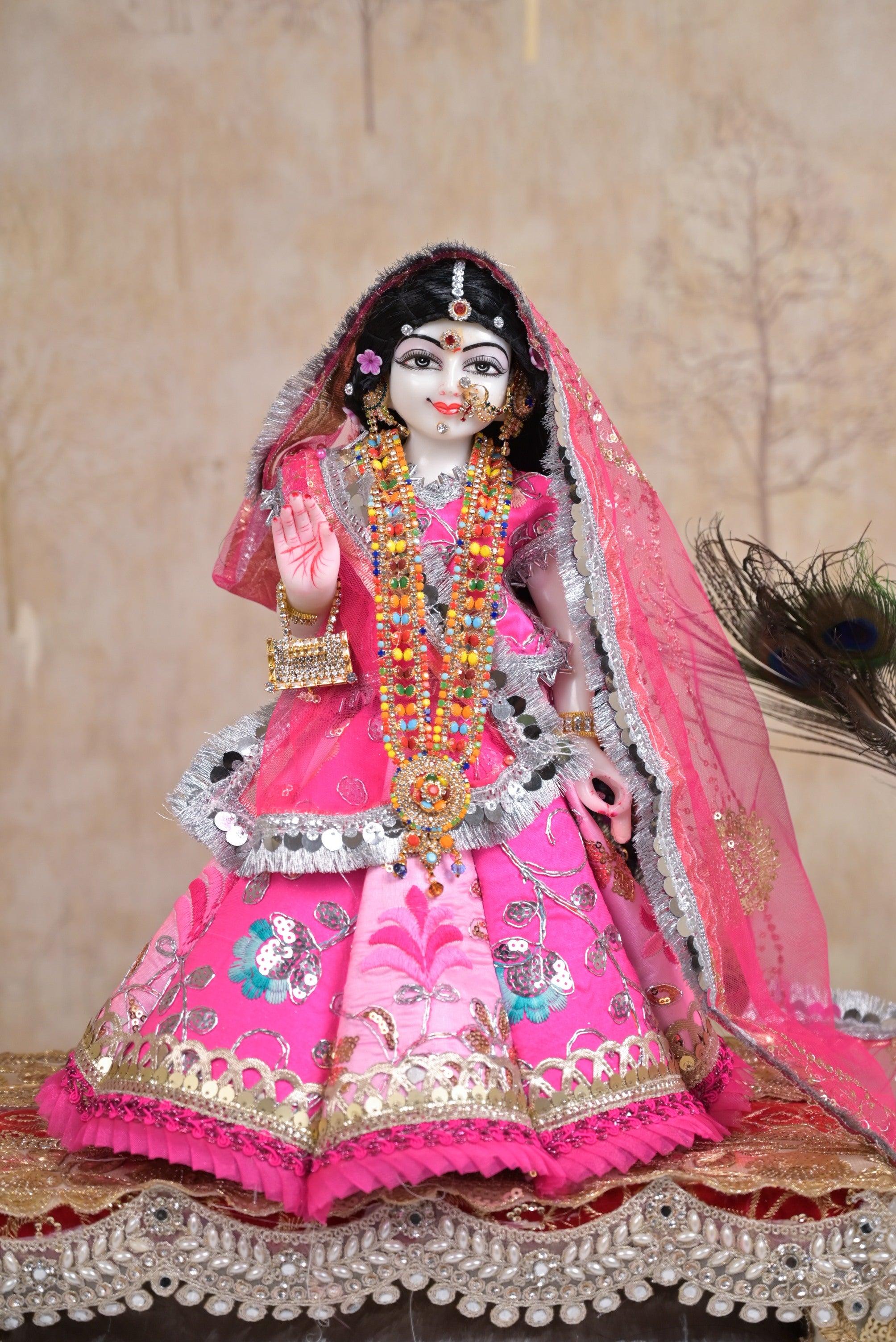 Radha Krishna Poshak | Sea Green Silk & Net