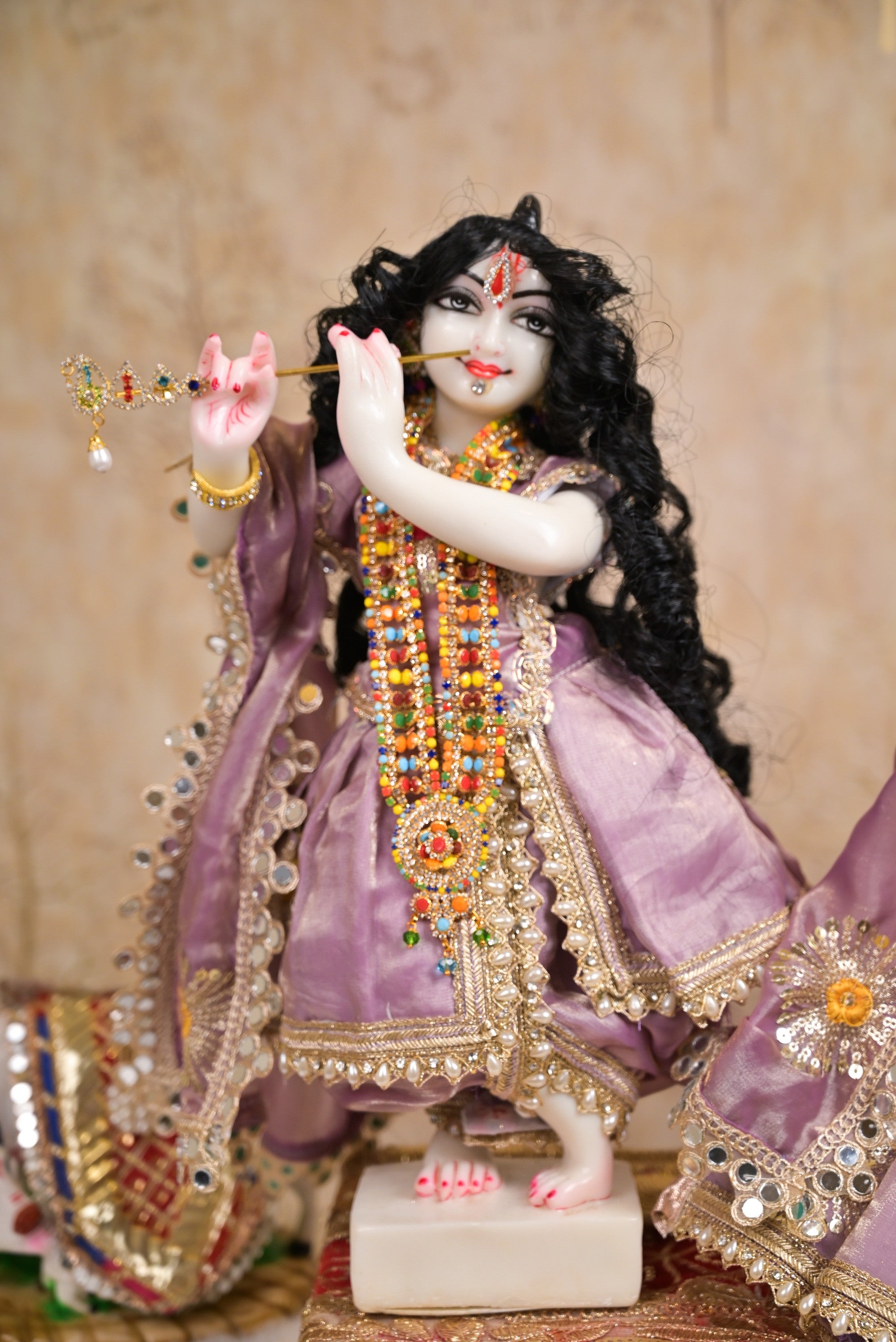 Radha Krishna Poshak | Lavender Silk Tissue
