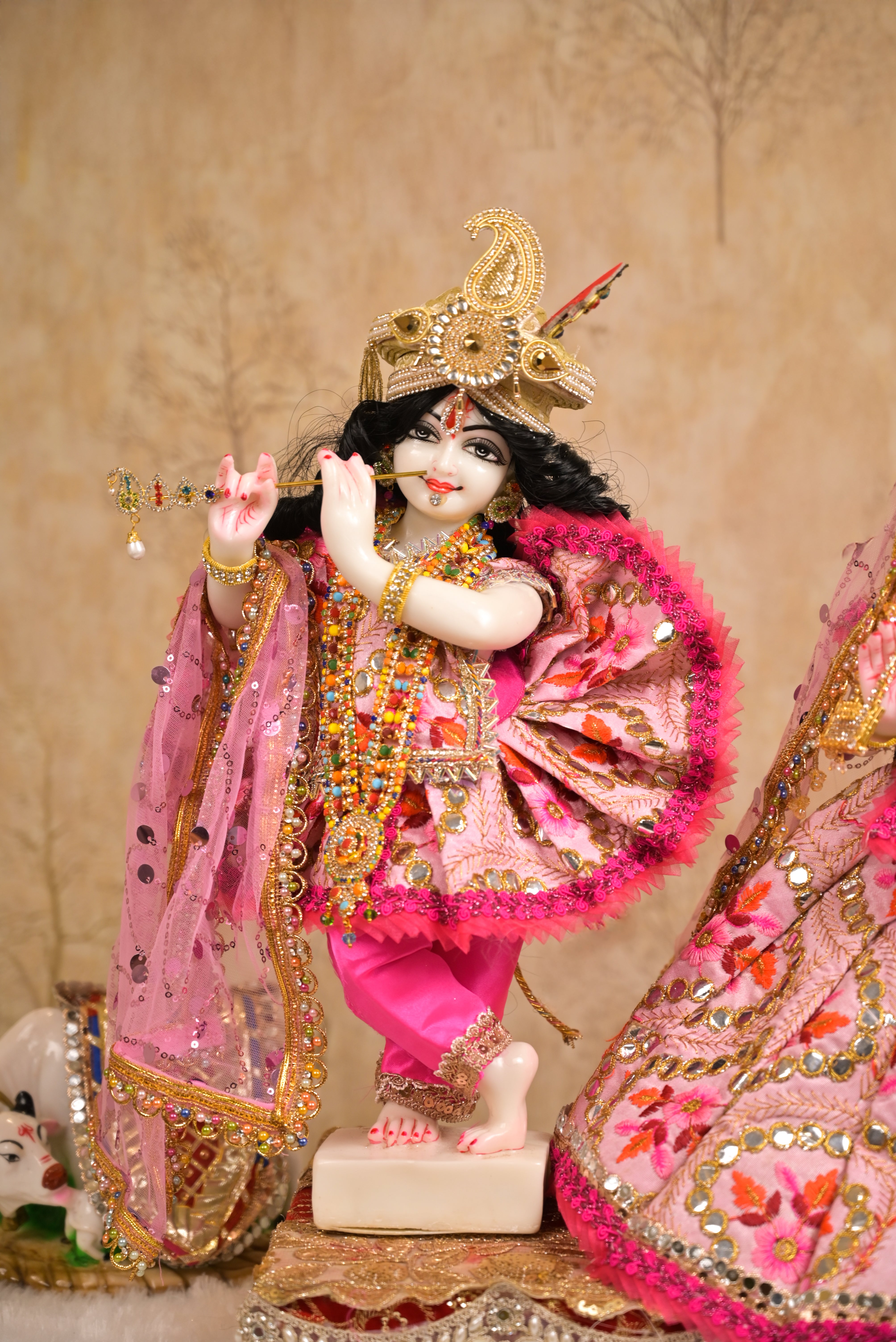 Radha Krishna Poshak | Dark Pink Gota Patti Silk