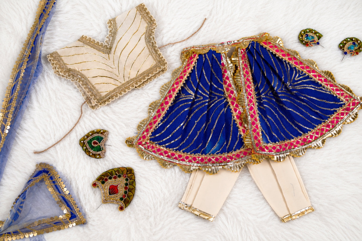 Blue & White Cotton Silk