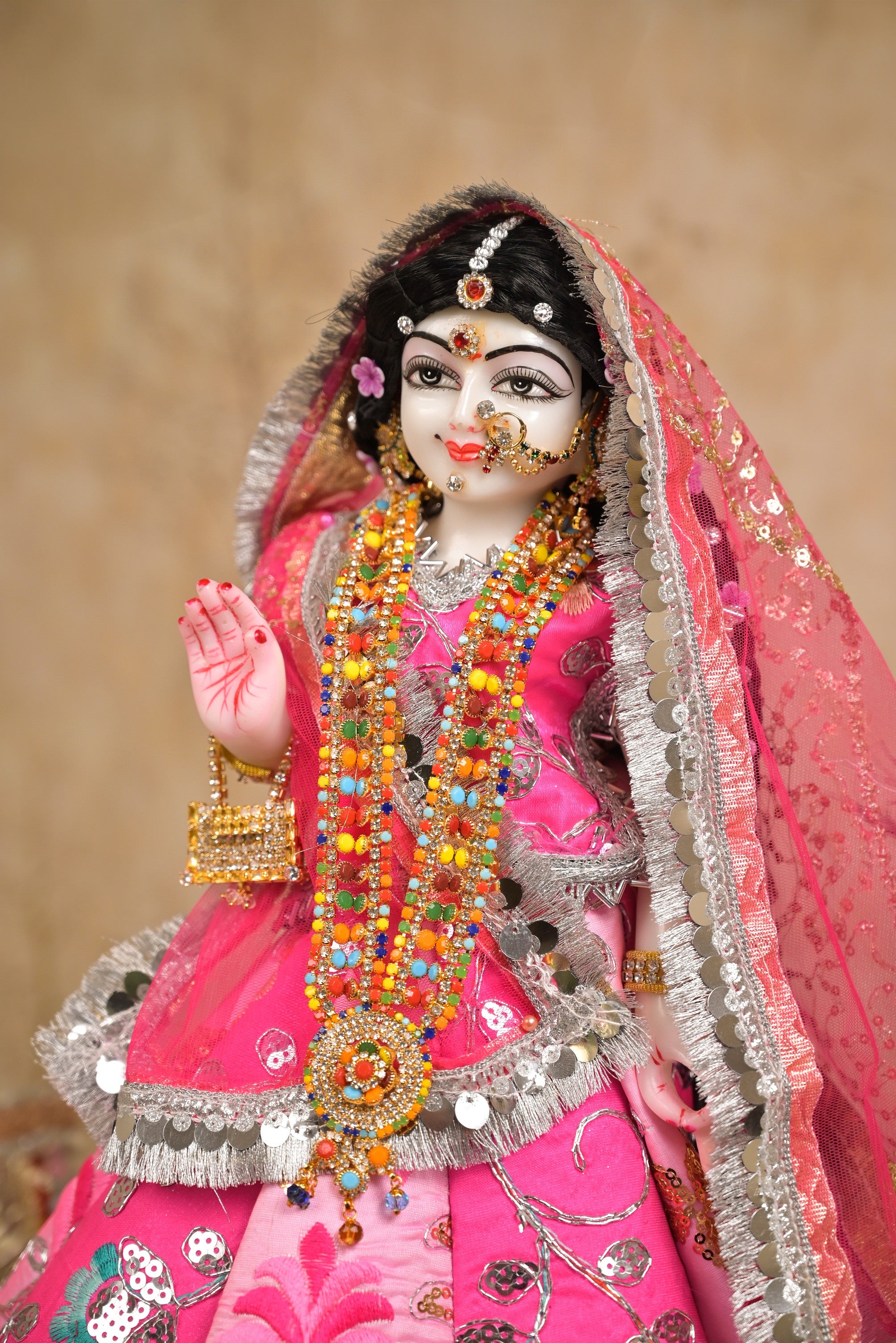 Radha Krishna Poshak | Sea Green Silk & Net