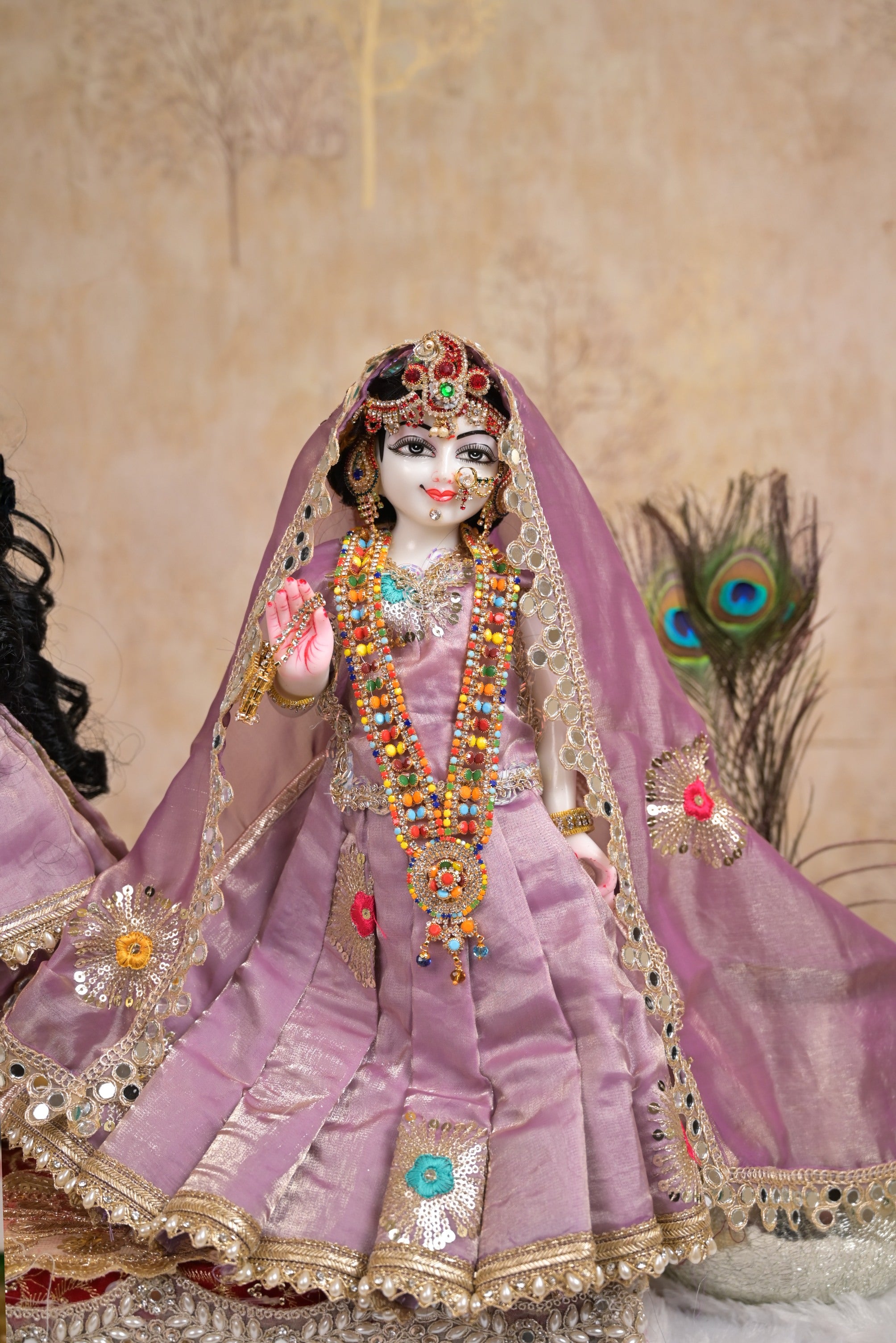 Radha Krishna Poshak | Lavender Silk Tissue