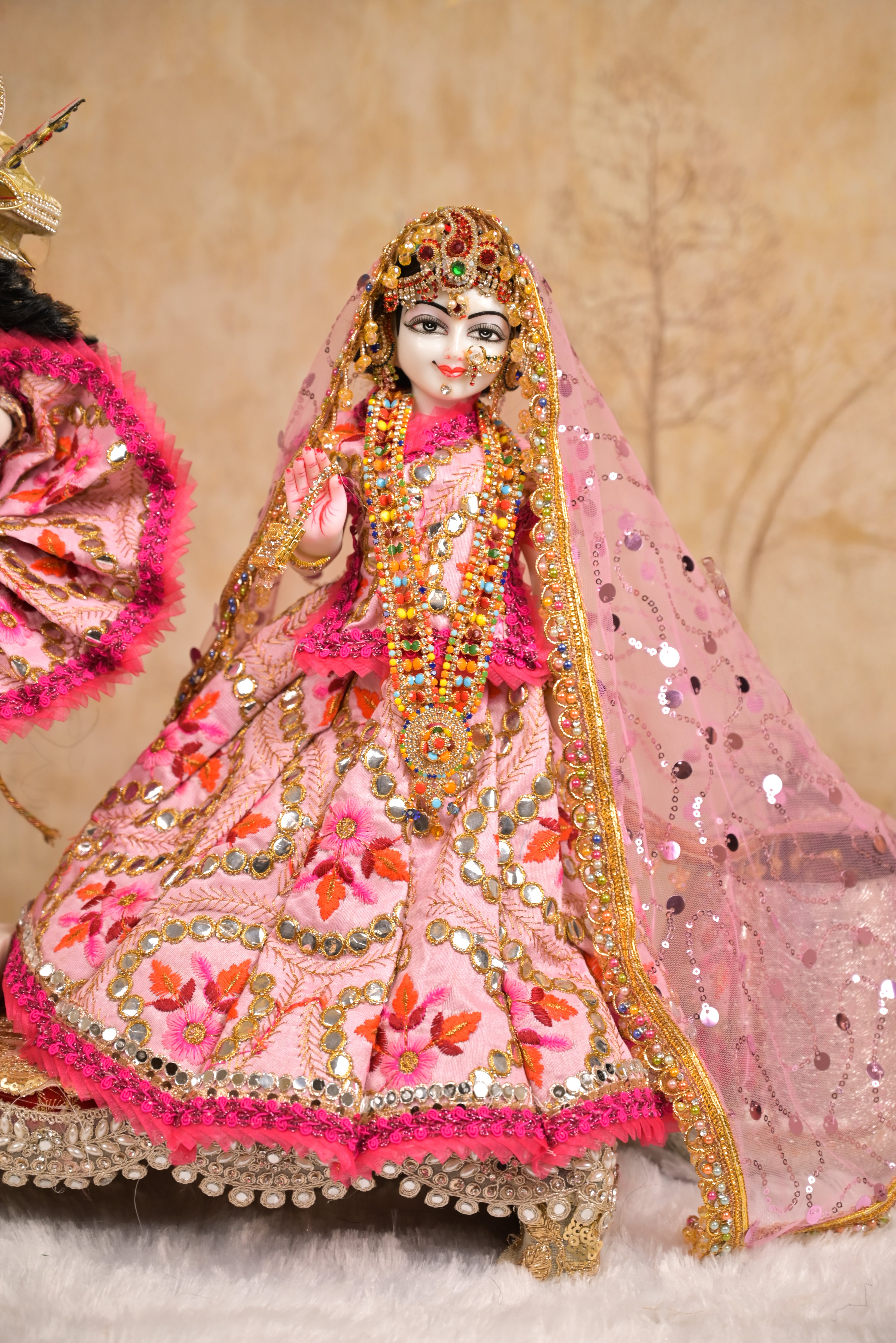 Radha Krishna Poshak | Dark Pink Gota Patti Silk