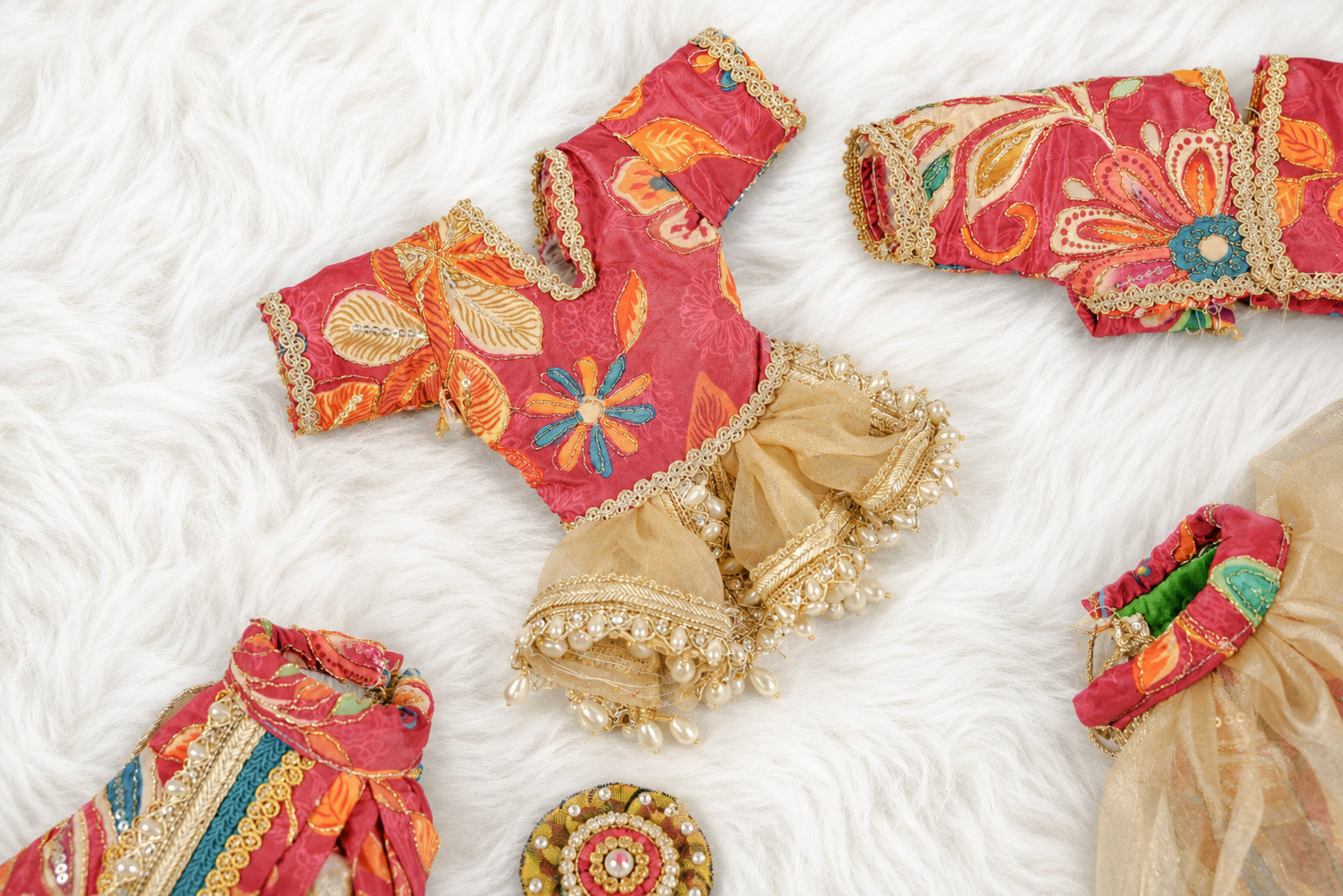 Dark Maroon & Gold Embroidered