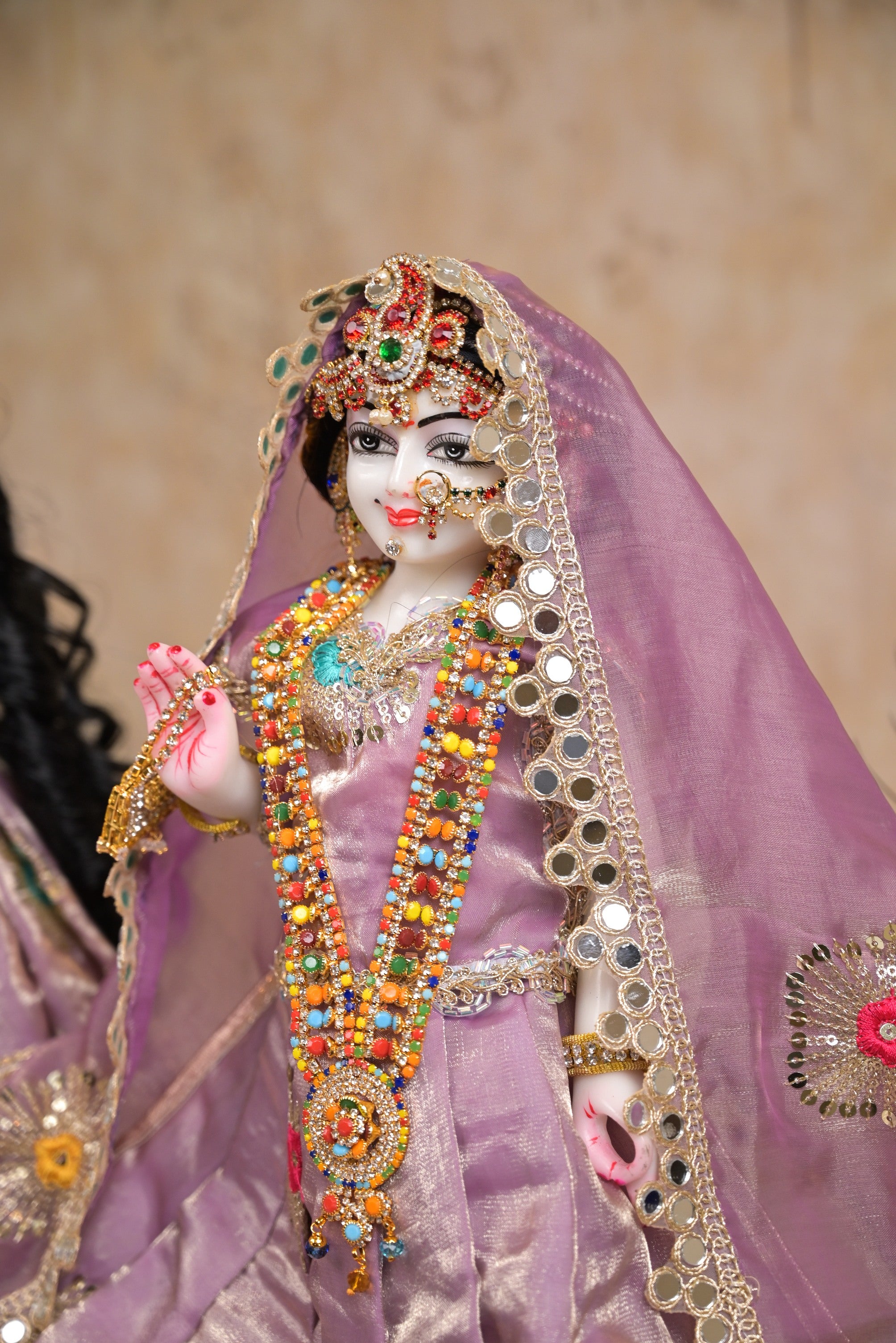 Radha Krishna Poshak | Lavender Silk Tissue