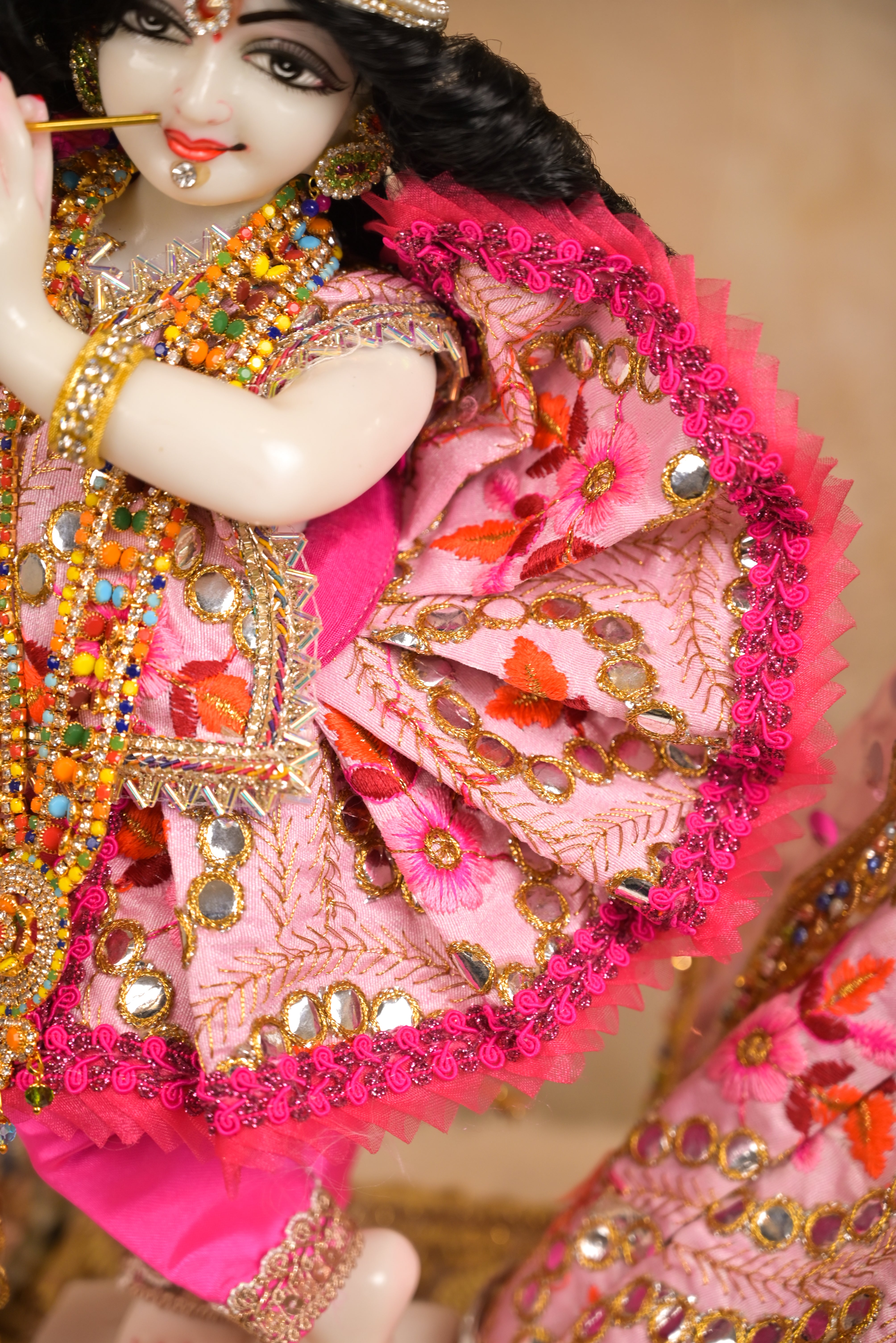 Radha Krishna Poshak | Dark Pink Gota Patti Silk