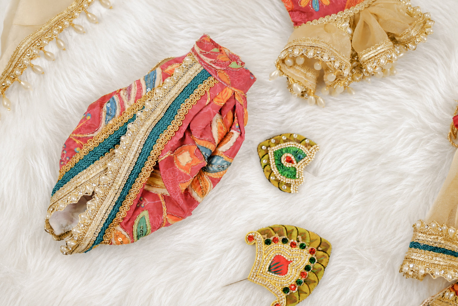 Dark Maroon & Gold Embroidered