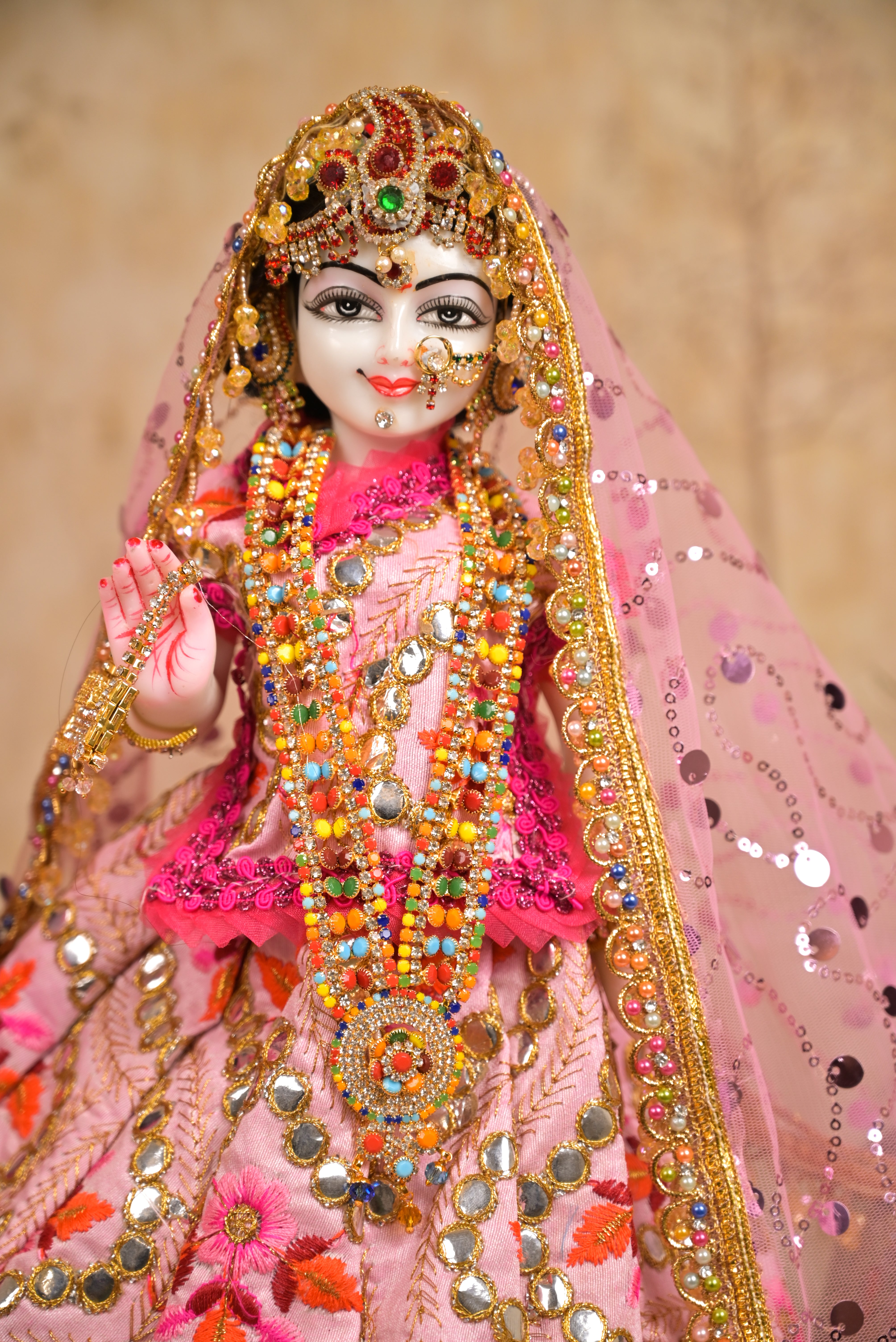 Radha Krishna Poshak | Dark Pink Gota Patti Silk