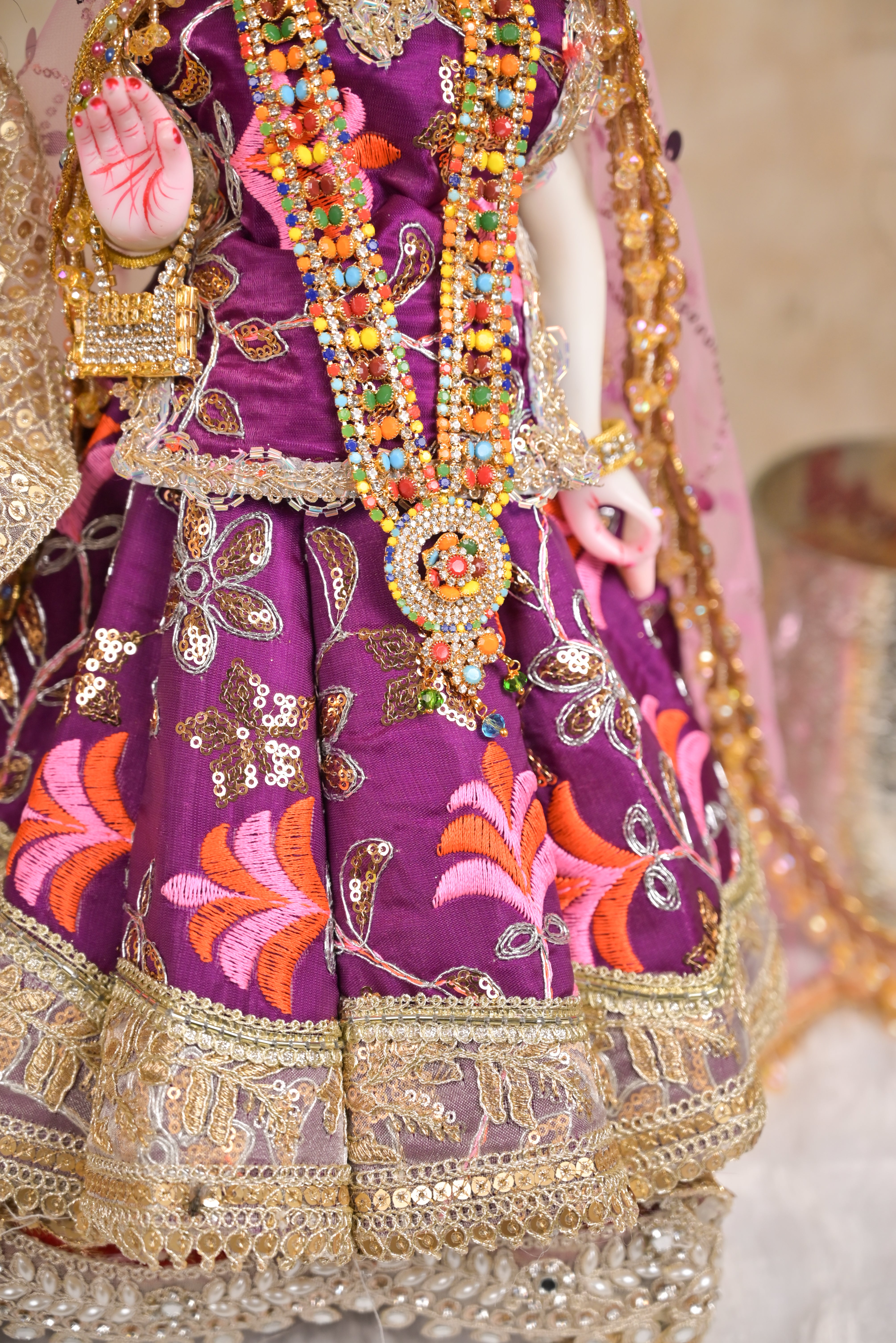 Radha Krishna Yugal Jodi Poshak – Purple & Lavender Silk Embroidered Poshak Set