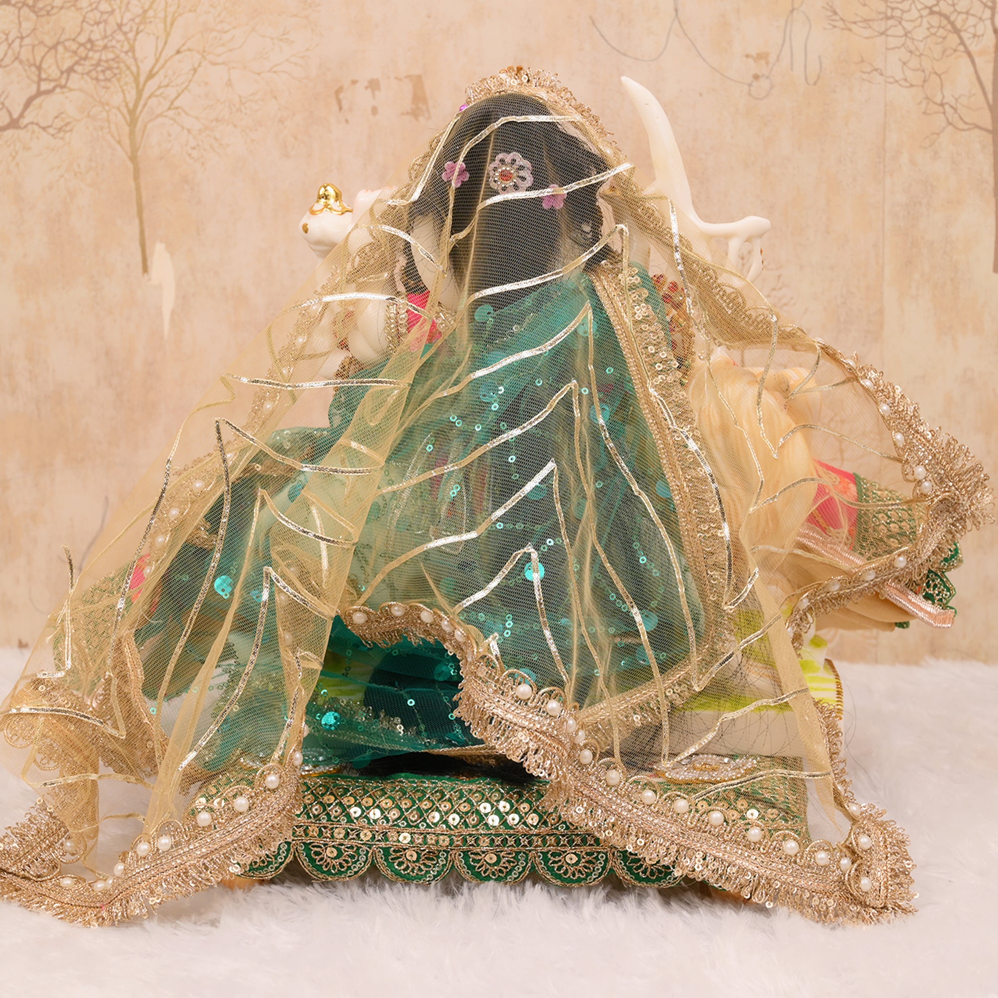 Mata Rani Poshak – Rani Pink & Green Silk Embroidered Dress