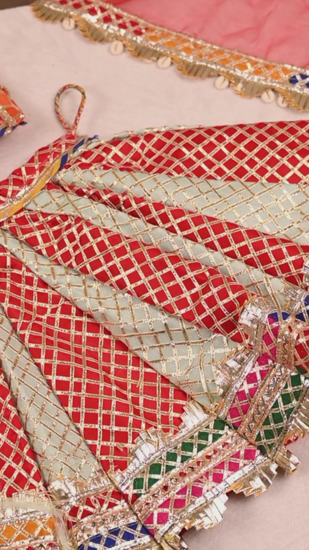 Radha Krishna Poshak | Orange, Green & Golden Silk